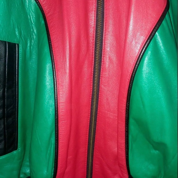💎ViNTaGe💎MiCHaeL HoBaN CoLoRBLoCK 🔵🔴🟡 LeaTHeR JaCKeT 🧥 - Picture 6 of 6